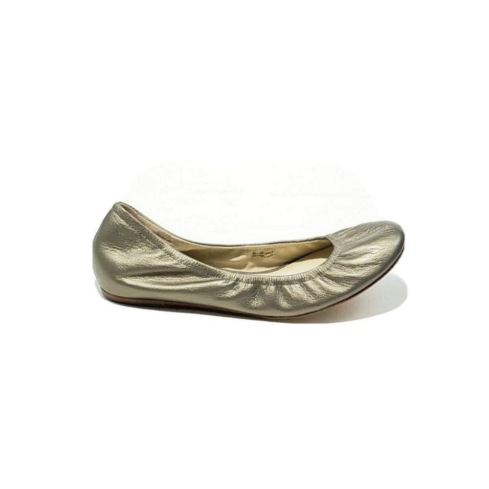 Vera Wang Lavenda Ballet Flats Pewter Gray Leather Womens US 7.5M